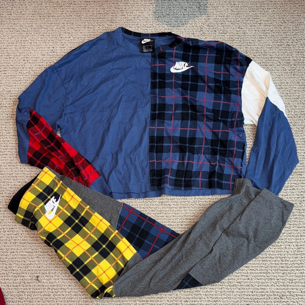 Nike Multicolor Plaid Patchwork Set Size Small - image 1